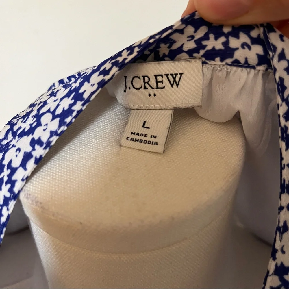 jcrew blouse tiny blue floral size l - Picture 5 of 8